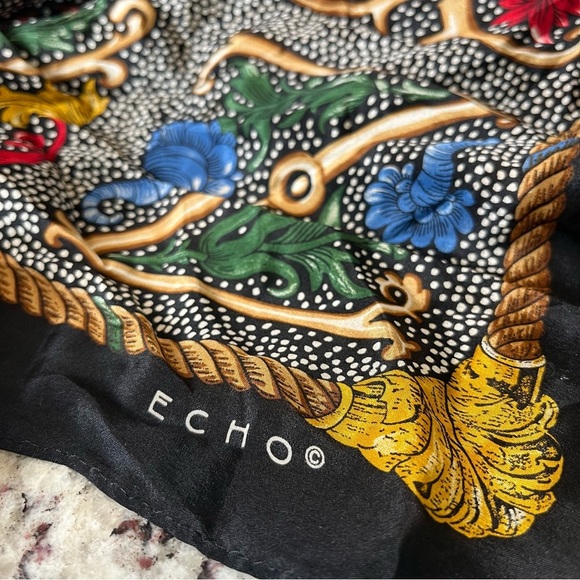 Echo Alphabet Print Silk Scarf - Picture 3 of 6